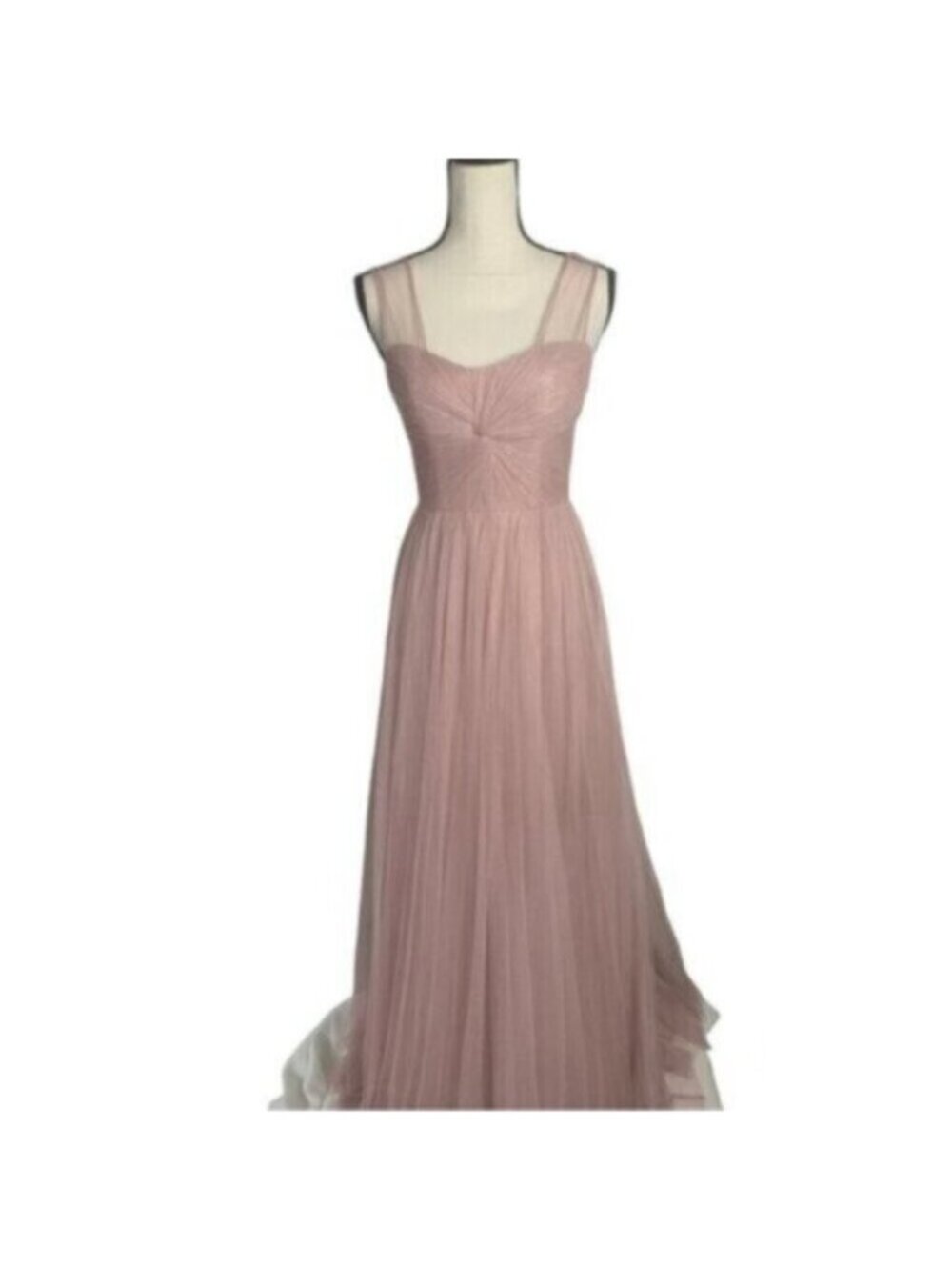 Reverly Blush Tulle Illusion Neckline Evening Gown - Picture 5 of 13